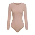 creamy fabrics Damen Figurformender Shapewear Crew Neck Longsleeve Bodysuit – Langarm Body für Bauch- & Taillenkompression – Nahtloser Bodie für unsichtbaren Sitz
