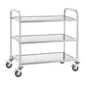 Royal Catering RCSW-6.2 Servierwagen Edelstahl 3 Böden Küchenwagen mit Rollen Edelstahlwagen