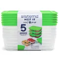 Sistema Nest IT Frischhaltedosen Meal Prep Boxen | 870 ml luftdichte Vorratsdosen mit Zwei Fächern und Deckel | BPA-Frei | Grün | 5 Stück