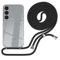 EAZY CASE Handykette kompatibel mit Galaxy S25 Plus Handyhülle mit Umhängeband, Handykordel mit Schutzhülle, Silikonhülle, Hülle mit Band, Stylische Kette mit Hülle für Smartphone, Schwarz