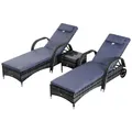 Outsunny Gartenliegen-Set, Eisen, inkl. Auflagen, BxHxT: 200 x 30 x 73 cm - grau