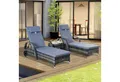 Outsunny Gartenlounge-Set 3er-Set, mit Rolle, (Liege, 3-tlg., Sonnenliege), für Garten, Balkon, Grau