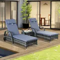 Outsunny Sonnenliege Gartenliege Tisch 3er Set Gartenmöbel Polyrattan