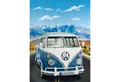 BERONAGE Tagesdecke Volkswagen Decke VW Bulli T1 Adventure Blau 150x200 cm Kuscheldecke, passend zur Bettwäsche, ideal für Sofa, Couch, Bett, Auto, Camping