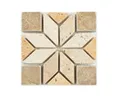 Mosafil Mosaikfliesen Naturstein Rosone Drexel Braun Beige Gold 10x10cm, Naturstein-Travertin 10.000x10.000, gold-beige-braun, Verlegefertig auf ein Netz geklebt - Frostsicher - Wasserfest -