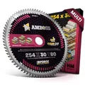 HM Kreissägeblatt 254x30 Z80 Flachzahn mit Wechselfase für Multi - Feinschnitt. AMBOSS WERKZEUGE® Sägeblatt 254mm komp. zu Bosch GTS 10. PTS 10. PTS 100 T.GTS 254 Holzmann TS 250. TK 255 Ryobi