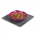 Yummynator 08233 Rutschfeste Matte Mit Futternapf BPA mit Tiernapf-System: Vereint Napf und Platzmatte für Katze oder Hund, S, Grau/rosa