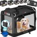 CADOCA® Hundebox XL 82x56x58cm faltbar atmungsaktiv robust Hundetransportbox Transporttasche Haustiertransportbox Hundetragetasche Anthrazit