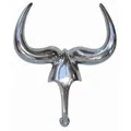 Casa Padrino Designer Deko Gazelle aus poliertem Aluminium H 47 cm, B 36 cm - Wandfigur - Geweih - Wandgeweih