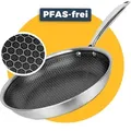 Pasper Bratpfanne Ø 30 cm – Frei von  & PTFE – Induktion, Elektro, Keramik & Gas – Edelstahlpfanne mit Waben-Antihaftbeschichtung - Grau