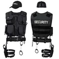 Black Snake® SWAT FBI Police Security Kostüm inkl. Einsatzweste, Pistolenholster, Gürtel, Handschellen und Baseball Cap - M/L - Security