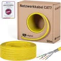 HB-DIGITAL 50m CAT 7 Netzwerkkabel LAN Kabel Verlegekabel Ethernet Installationskabel 10 Gbit/s - reines Kupfer AWG23 S/FTP - GHMT Zertifiziert LSZH Datenkabel Simplex - Gelb