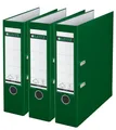Leitz Qualitäts-Ordner 180° Plastik, 3er Pack, das Original, A4 Aktenordner 8 cm breit, 90% Recycling-Karton, 30% Pre-Consumer Recycling-Kunststoff, 180° Mechanik, 600 Blatt Kapazität, Grün, 310335055