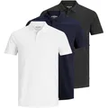 JACK AND JONES JACK&JONES Herren Poloshirts, 3er Pack - JJEBASIC POLO 3PK, Kurzarm, einfarbig, Baumwolle