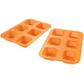Betty Bossi Mini Brötchen Backform aus Silikon, 2er Set für 12 Mini Brötchen, Muffins & Törtchen, Perforiert, Antihaft, Hitzebeständig bis 220°C, Für 500g Mehl Rezepte, Rechteckig, Orange