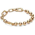 Pandora Edelstahlarmband Metallperlen und Gliederkettenarmband von PANDORA ME, vergoldet goldfarben 17 cm