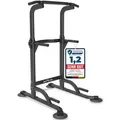 DH FitLife Power Tower Dip Station | Klimmzugstange Freistehend | Dip Barren Rückentrainer| Kraftstation Kraftturm | Krafttraining für Zuhause - Schwarz