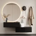 Planetmöbel Flur Möbel Garderobe Hängeschrank 2X 100 cm Schwarz, Kompaktgarderobe mit Klappe als Stauraum, Wandgarderobe hängend oder stehend, 37,8T x 100B x 32,5H cm