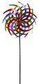 XXL Metall Doppel Windrad Windspiel Gartendeko Balkon Terrasse 210x61cm bunt