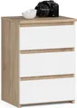 Kommode mit 3 Schubladen Kommode Schlafzimmer Flur Wohnzimmer Organizer Kommode mit Schubladen 40 cm breit 57 cm hoch | sonoma Eiche-weiß Holz Highboard Sideboard Mehrzweckschrank Schrank schmal