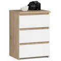 Home Collective Kommode mit 3 Schubladen Schlafzimmer Flur Wohnzimmer Organizer Kommode mit Schubladen 40 cm breit 57 cm hoch sonoma Eiche-weiß Holz Highboard Sideboard Mehrzweckschrank Schrank schmal
