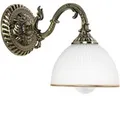 EASYLIGHT Wandleuchte Metall Glas 20 cm Hoch In Messing Weiß E27 Jugendstil