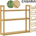 Badregal Holz Schwebend Küche 3 Ablagen 30kg Belastbar Regal 60x54cm Schmal Badezimmerregal Verstellbare Böden Wandregal Standregal Bambus - Casaria