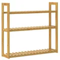Casaria® Wandregal Holz Hängeregal 60x54cm 3 Ablagen Belastbarkeit 30kg Bad Wohnzimmer Flur Kinderzimmer Regal Küchenregal Bücherregal Wanddeko Bambus