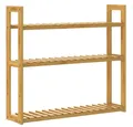 Casaria Badregal, Holz Hängeregal 60x54cm 3 Ablagen Belastbarkeit 30kg Bad Flur Bambus