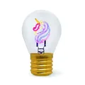 LEGAMI - Glühbirnenförmige Tischlampe, wiederaufladbar mit USB Kabel, kabellos, Glühbirnen Fiktion, Unicorn Thema, 6,8 x 10,3 cm