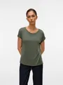 Vero Moda Rundhalsshirt VMAVA PLAIN SS TOP GAJRS NOOS Materialmix, regular fit
