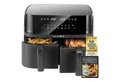 KLAMER Heißluftfritteuse Heißluftfritteuse Duo 9 L – Doppelkammer Airfryer mit 2 Körben, 3000 W, Zwei separate Fächer, Smart-Funktionen, Mehrere Programme & Steuerung