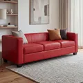 3er Sofa Lille, Kunstleder ~ rot
