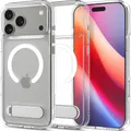 Spigen iPhone 17 Pro Max Hülle [2025 Upgrade 360° Ständer] [Dura Clear] Ultra Hybrid S MagFit Case Handyhülle Stoßfest Kratzfest, Kompatibel mit MagSafe -Clear White
