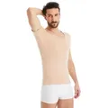 FINN Design Unterhemd Anti-Schweiß Shirt Herren mit V-Ausschnitt und integrierten Achselpads Garantierter Schutz vor Schweißflecken und Schweißgeruch beige XXL