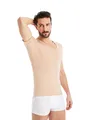 FINN Anti-Schweiß Shirt Herren mit V-Ausschnitt und integrierten Achselpads gegen Starkes Schwitzen - Unterhemd mit garantiertem Schutz vor Schweißflecken und Schweißgeruch Hautfarbe Nude XXL