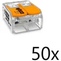 50 x Wago 221-612 Verbindungsklemme mit Hebel transparent 2 Leiter 0.50-6mm2