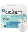 Glücksblatt Toilettenpapier Box, 3-lagig, 75 Rollen x 180 Blatt, 100% Zellstoff, Großpackung, superweiches Klopapier, WC Papier, wiederverwendbarer Vorratskarton