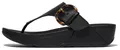 Zehentrenner "LULU RESIN-BUCKLE LEATHER TOE-POST SANDALS", Pantolette, Slides, Flats mit verstellbarer Schnalle, Gr. 36, schwarz