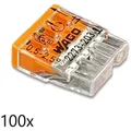 100 x Wago 2273-203 Verbindungsklemme transparent orange für eindrähtige Leiterarten 3-Leiter bis 0,5-2,5qmm