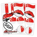 Finest Folia 2er Set DIN A4 Länderaufkleber Fahne Aufkleber Länderfahne Flagge für Auto Motorrad Sticker Länderflagge selbstklebend wetterfest R217 (52 Singapur)