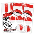 Länderfahnen Sticker Flaggen Aufkleber Set Fahrrad Auto Koffer R217-52 Singapur