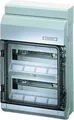 Hensel Kleinverteiler KV 2524 | Aufputz | 24TE | 2-reihig | IP54 | DIN-Schiene | transparente Tür | grau | Kunststoff