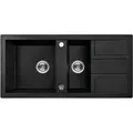BADLAND Spülbecken Granitspüle 1,5 Becken Barbados 48x100 Schwarz | Siphon im SET! - Schwarz