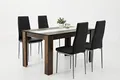 Hela Tische, 5-teilige Essgruppe Helene, Tisch melaminbeschichtet 140x80cm Oldwood+Wendeplatte und 4x Stuhl Kunstleder Schwarz, Metallgestell alufarbig