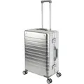 Travelhouse Oslo Alu-Reisekoffer M 65 cm Silber – Koffer ohne Reißverschluss mit TSA Schloss – 70 L Hartschalen-Trolley mit 4 Doppelrollen - Silber/Rot/Grau/Schwarz