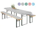 heimtexland ® Auflagen Set Bierzeltgarnitur 3-teilig Biertisch Tischdecke Bierbank Polster Bierbankauflage Typ331 Vichy Karo Grau für Tischmaß 70 x 220 cm
