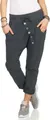 295 Damen Hose Sweatpants Jogginghose Baumwolle Freizeithose Boyfriend Bagg Sporthose mit Gummibund Dunkelgrau