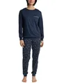 CALIDA Sweet Dreams Bündchen-Pyjama, Schlafanzug Damen, aus 100% Baumwolle, Hose mit stoffbezogenem Gummibund Peacoat Blue 36-38