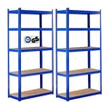 Arebos Schwerlastregal 2er Set | 180x90x40 cm | 875kg Tragkraft | 5 MDF-Platten | Einfache Montage durch Stecksystem Regal Lagerregal Kellerregal Steckregal Werkstattregal | Blau